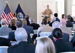 Navy Reserve Public Affairs Officer John A. Robinson III, the 12th U.S. Navy Vice Chief of Information, is officially promoted to Rear Adm. (lower half)