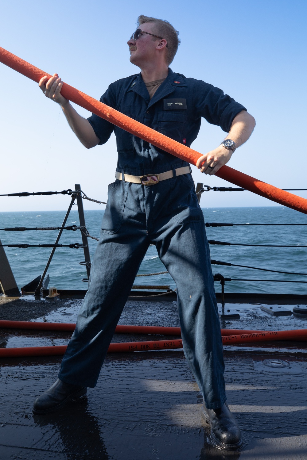 USS Laboon Conducts Wash Down during Operation Prosperity Guardian