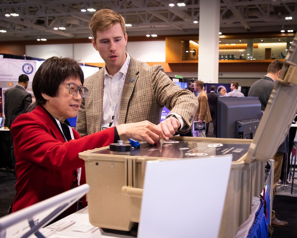 NRL's Kevin Cronin shows Under Secretary of Defense for Research and Engineering Heidi Shyu NRL's Hydrogen Fuel Cell Technology for Unmanned Aerial Systems