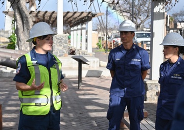 Western Maui Wildfires Emergency Support Function #10 Coast Guard personnel host Coast Guard Fourteenth District leadership for harbor update in Lahaina, Hawaii