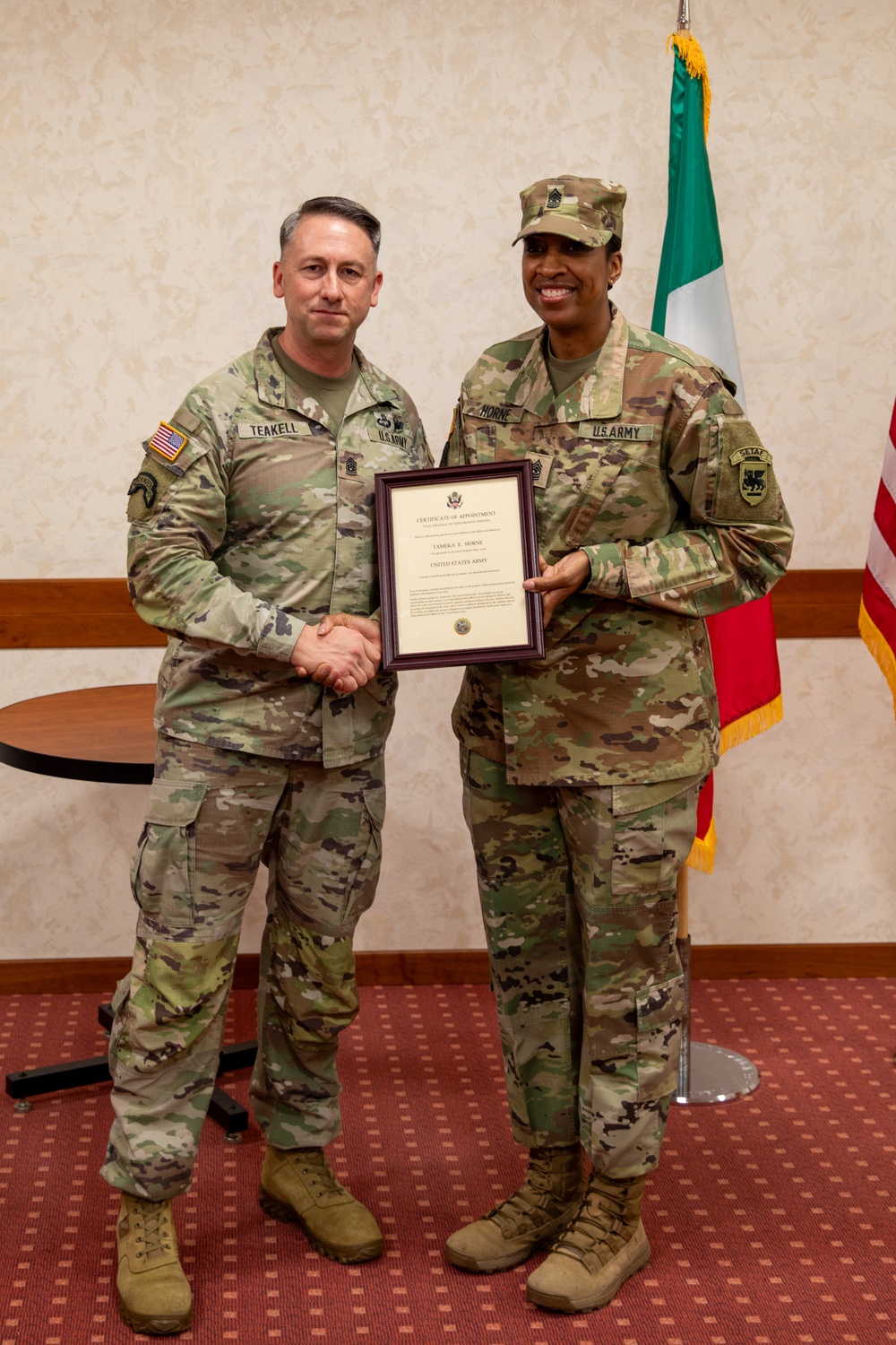 Master Sgt. Tameka E. Horne is laterally appointed to Sgt. Maj.