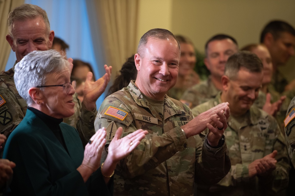 The promotion ceremony for Deputy Chief of Staff, G-2, Maj. Gen. Anthony R. Hale