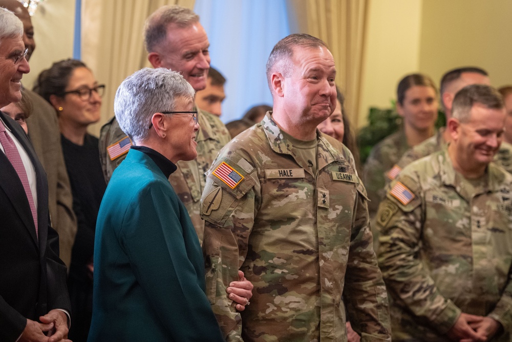 The promotion ceremony for Deputy Chief of Staff, G-2, Maj. Gen. Anthony R. Hale