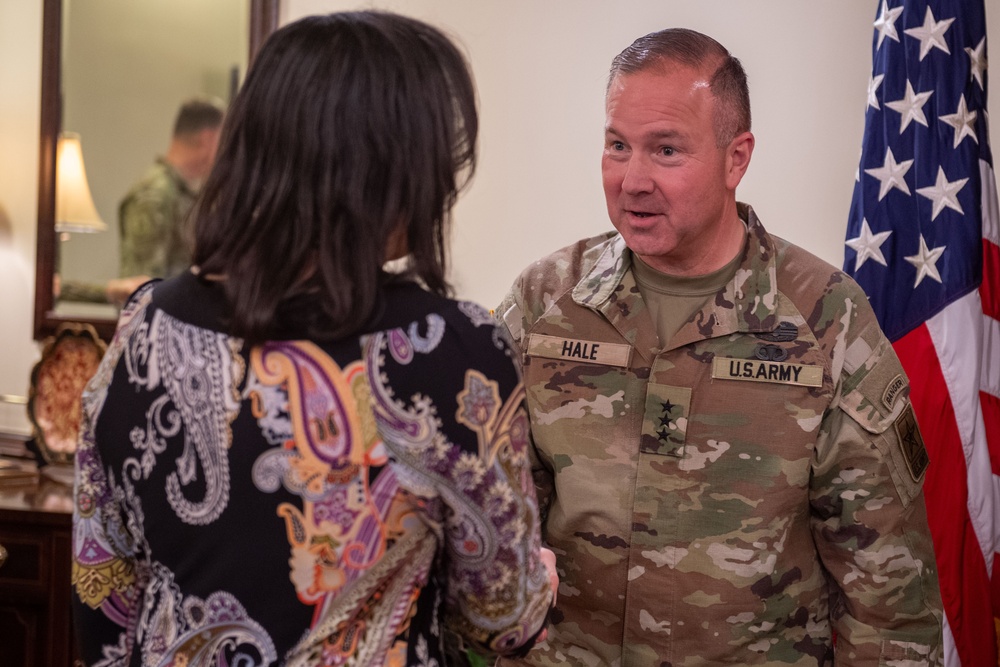 The promotion ceremony for Deputy Chief of Staff, G-2, Maj. Gen. Anthony R. Hale