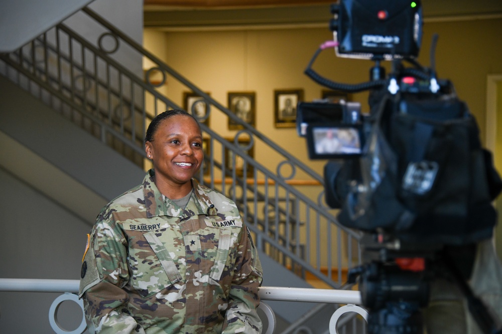 Brig. Gen. Tomika Seaberry interviewed by KATV reporter