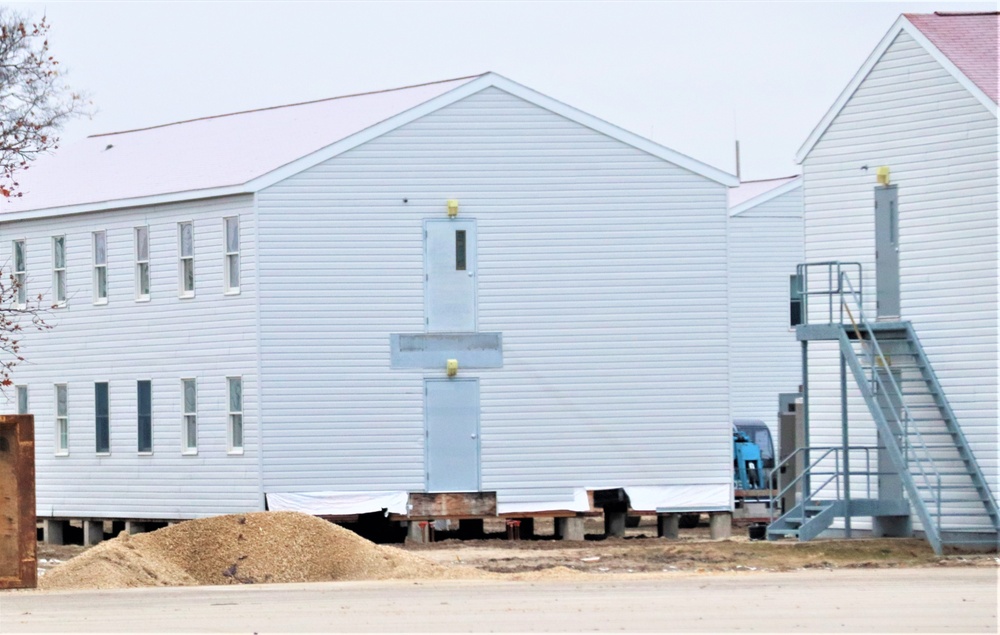 Contractors finish moving World War II-era barracks buildings to new foundations at Fort McCoy