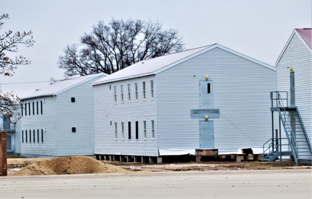 Contractors finish moving World War II-era barracks buildings to new foundations at Fort McCoy