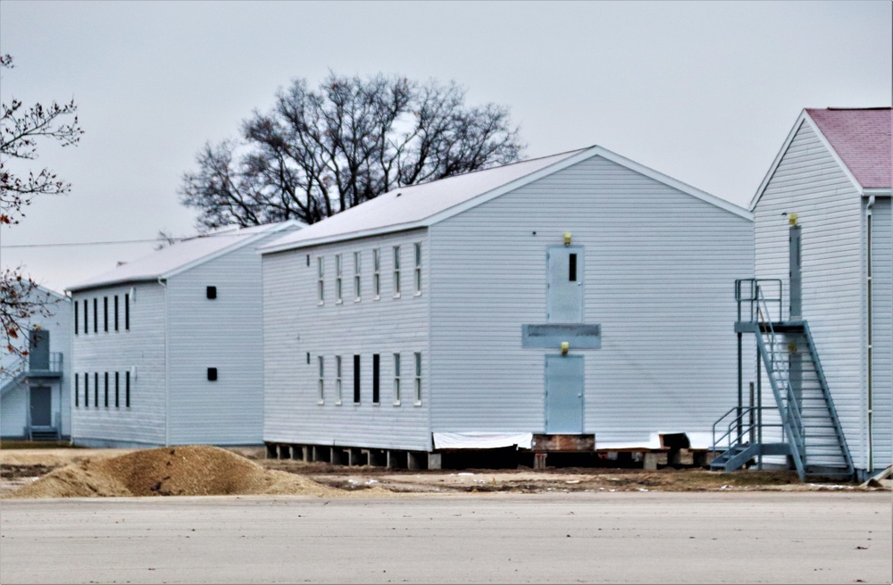 Contractors finish moving World War II-era barracks buildings to new foundations at Fort McCoy