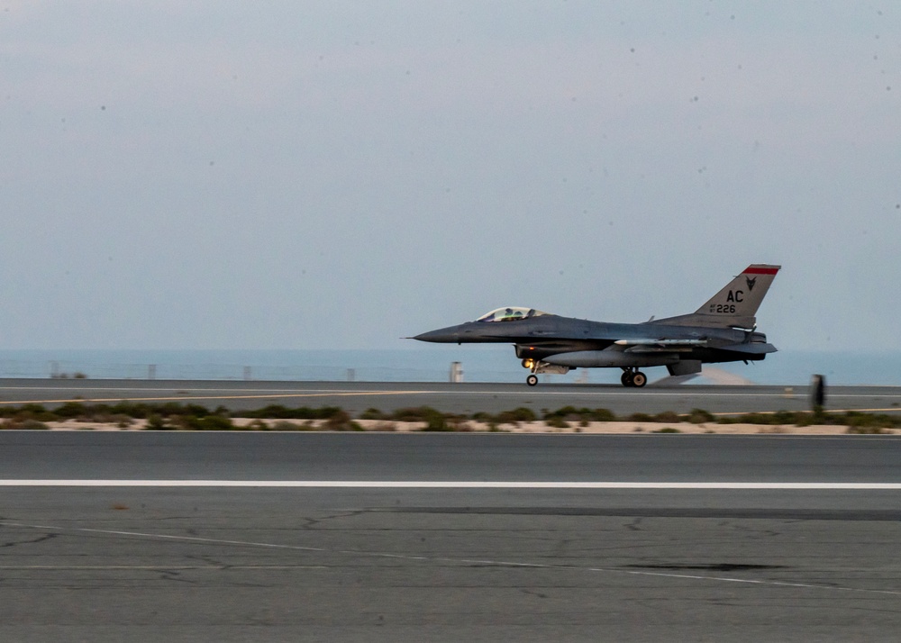 U.S. Air Force F-16 arrive in CENTCOM area of responsibility for Ballast Cannon 24.3