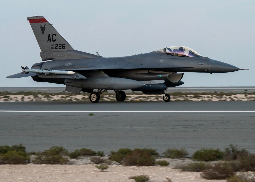 U.S. Air Force F-16 arrive in CENTCOM area of responsibility for Ballast Cannon 24.3