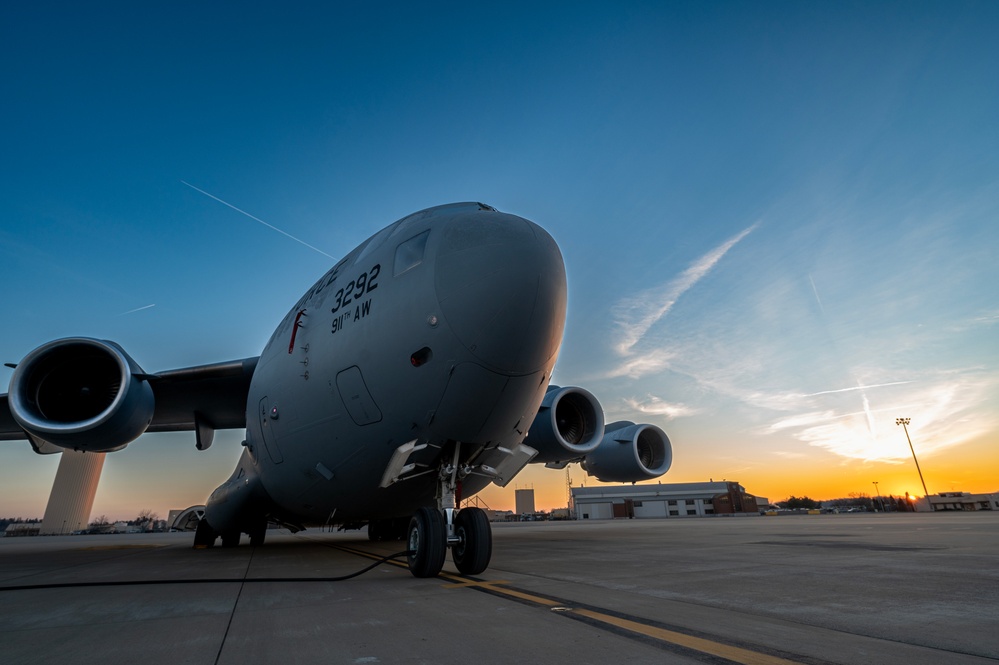 C-17 flightline sunrise