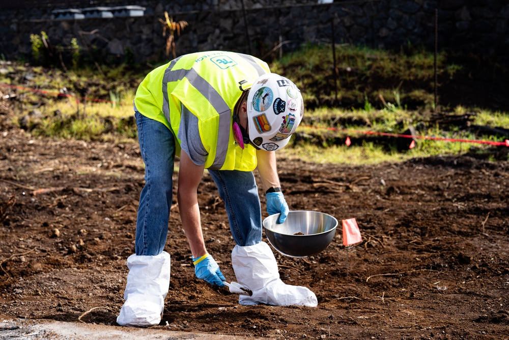 Soil sample collection in Kula, Maui