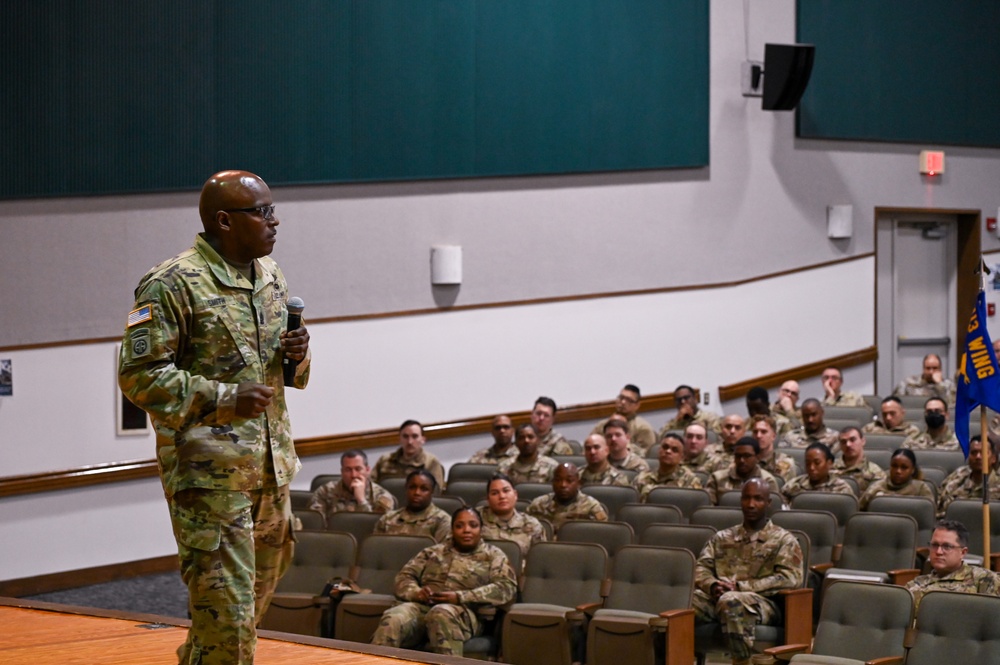 Leaders address the 113th Wing during TFAT