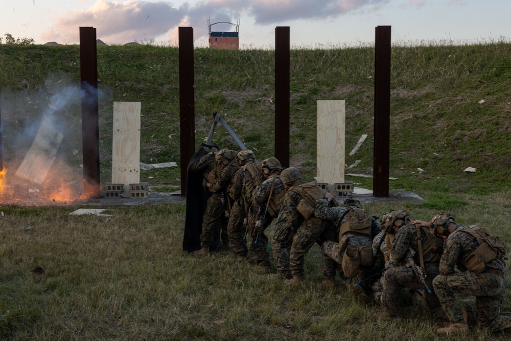 Weapons Company, Battalion Landing Team 1/1 urban sustainment sniper range and breaching demo