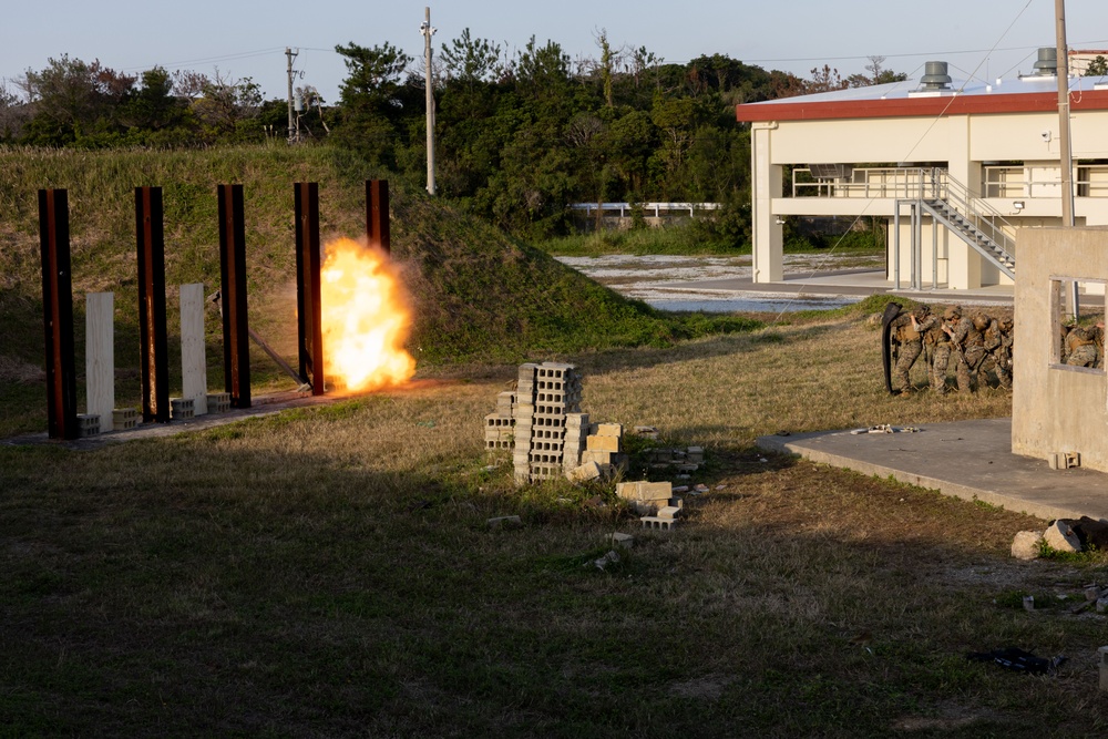 Weapons Company, Battalion Landing Team 1/1 urban sustainment sniper range and breaching demo
