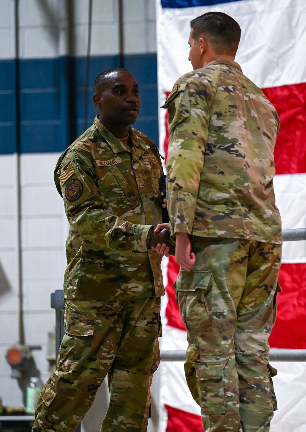 Command Chief Master Sgt. Maurice Williams visits the 186th Air Refueling Wing