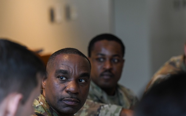 Command Chief Master Sgt. Maurice Williams visits the 186th Air Refueling Wing