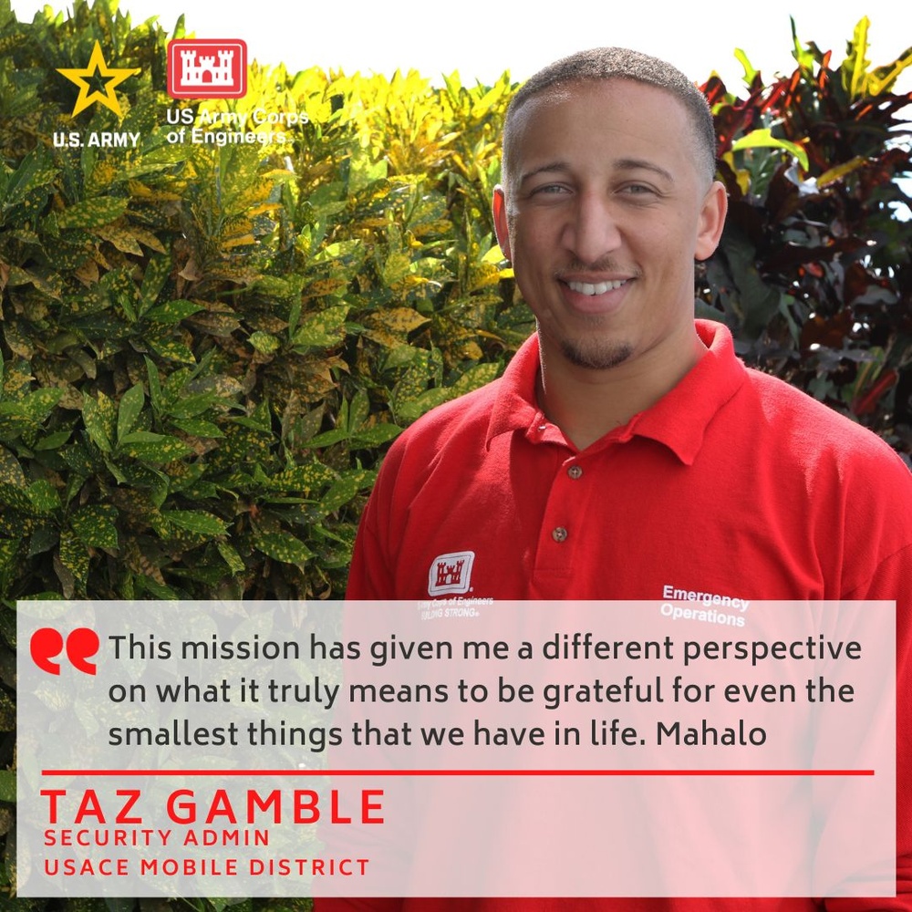 Hawaiʻi Wildfires Response Mission USACE Employee Spotlight – Taz Gamble