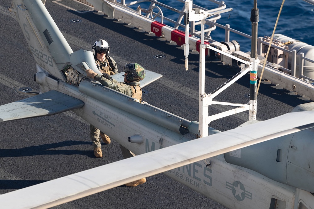 USS Bataan Launches Marine Medium Tilt Rotor Squadron 162 Aircrafts