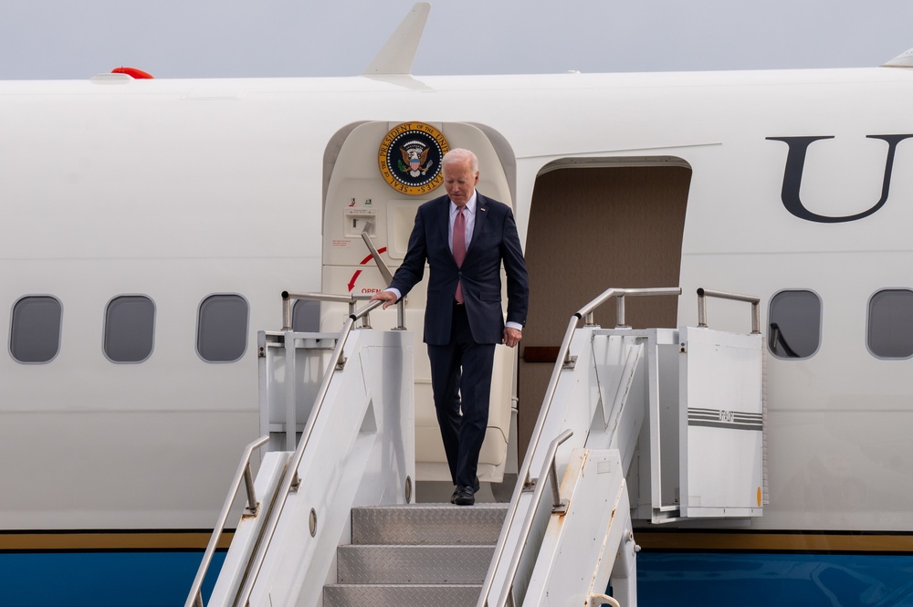 President Biden lands at Joint Base Charleston