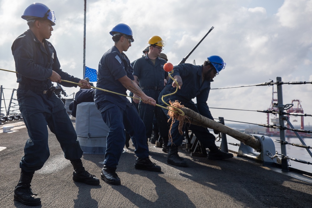 USS Laboon Pulls into a Port during Operation Prosperity Guardian