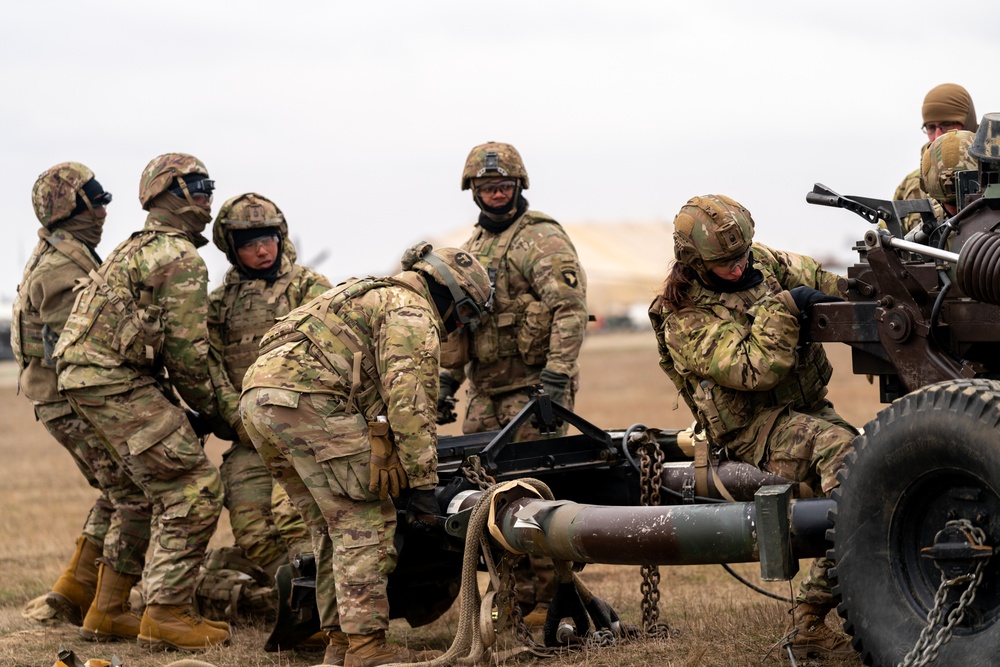 U.S. Army Artillery conduct Sling Load and Dry Fire drills in Romania