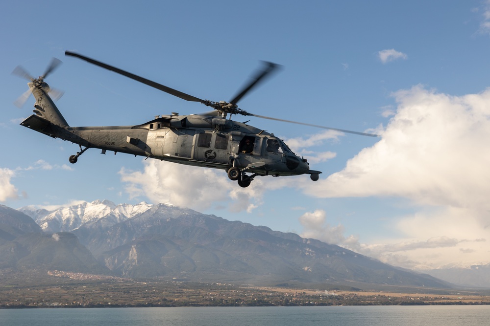 USS Bataan Flight Operations For Greek Marine Bilateral Exercise