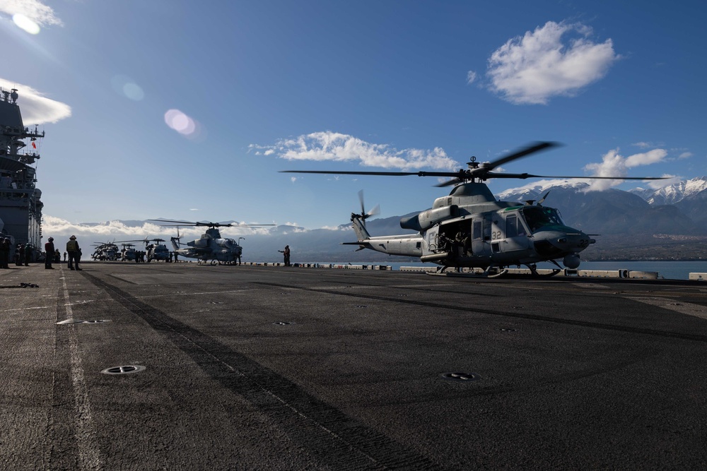 USS Bataan Flight Operations For Greek Marine Bilateral Exercise