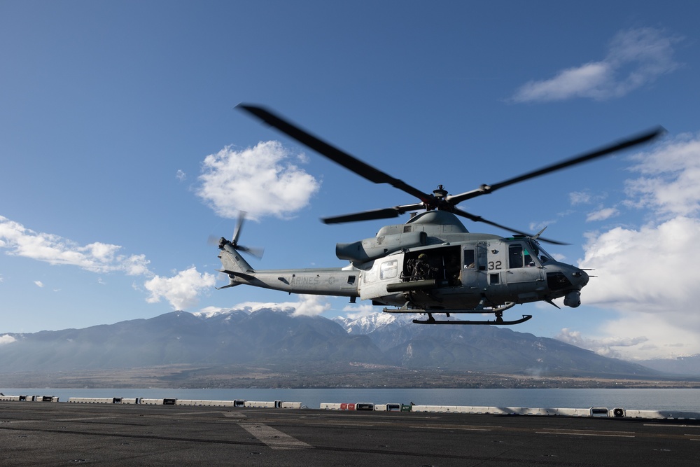 USS Bataan Flight Operations For Greek Marine Bilateral Exercise