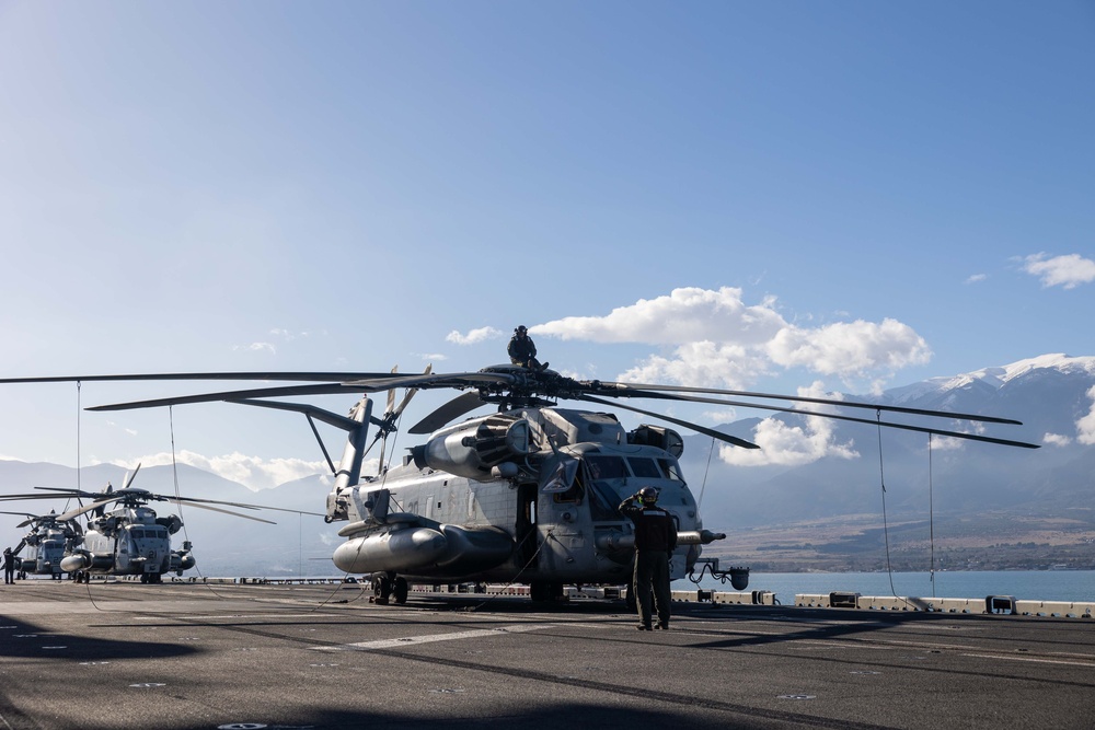 USS Bataan Flight Operations For Greek Marine Bilateral Exercise