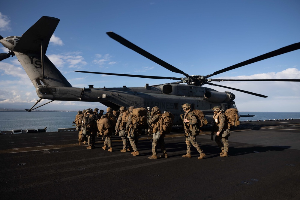 USS Bataan Flight Operations For Greek Marine Bilateral Exercise