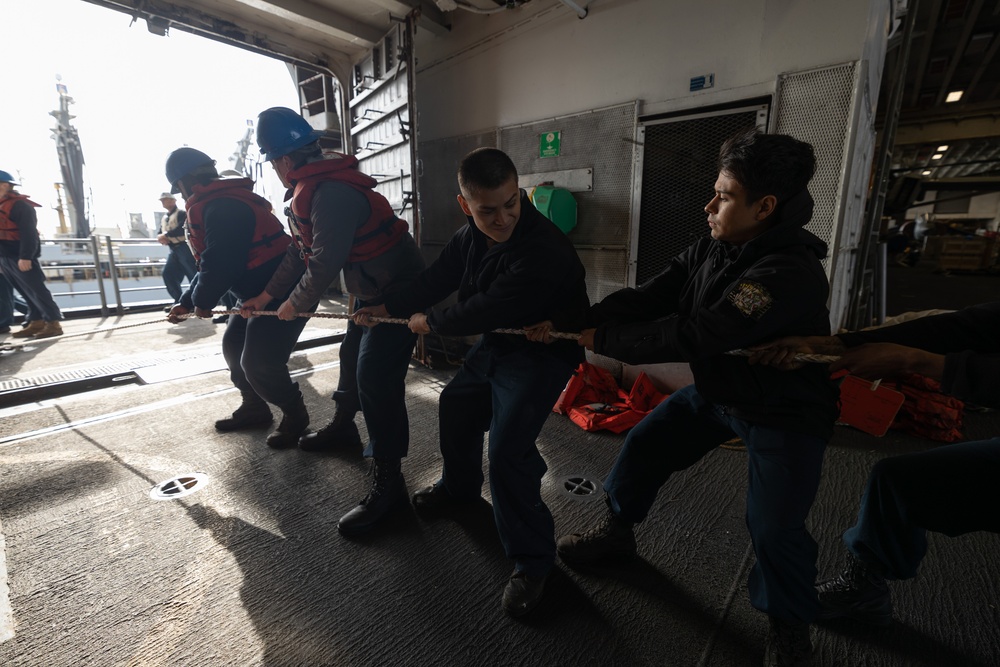 USS Bataan Conducts a Replenishment-At-Sea