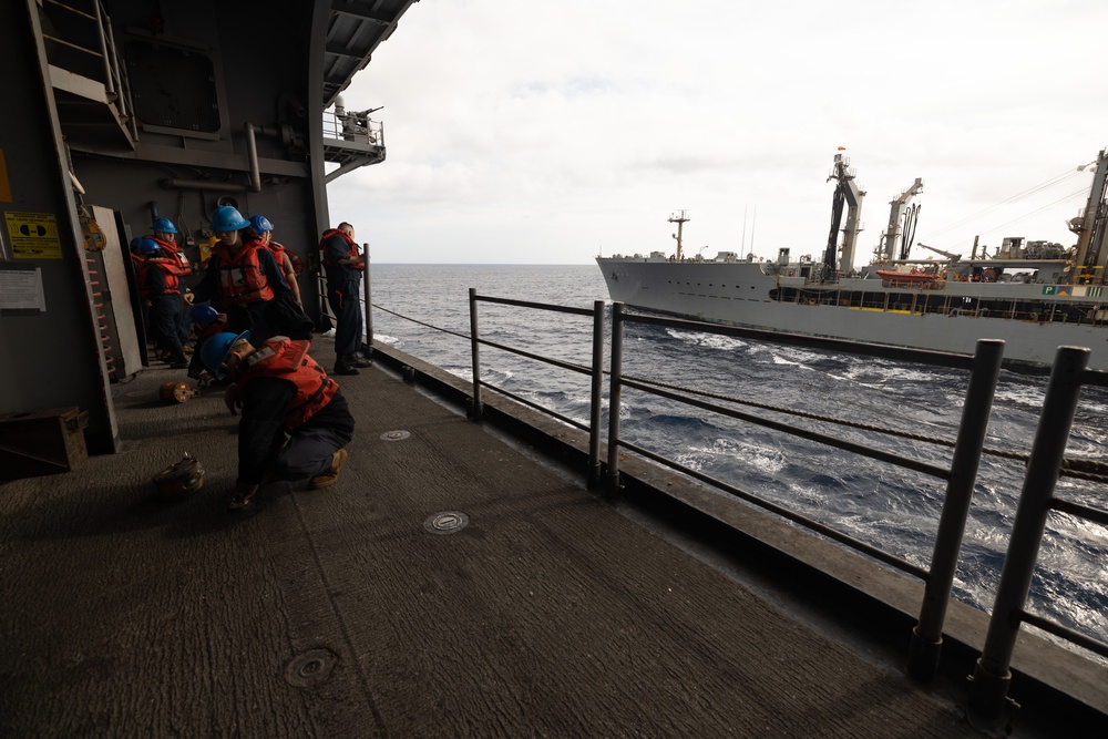 USS Bataan Conducts a Replenishment-At-Sea