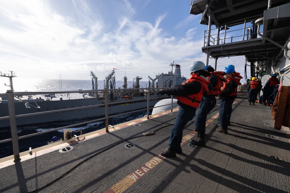 USS Bataan Conducts a Replenishment-At-Sea