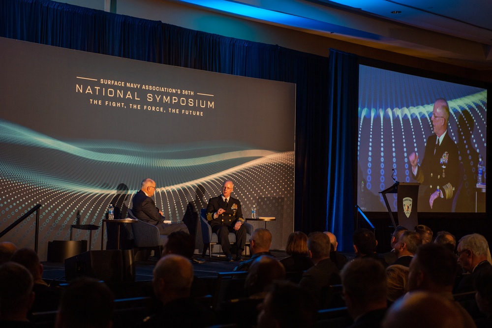 Adm. Daryl Caudle, commander, U.S. Fleet Forces Command, serves as the keynote speaker at the 36th annual Surface Navy Association symposium