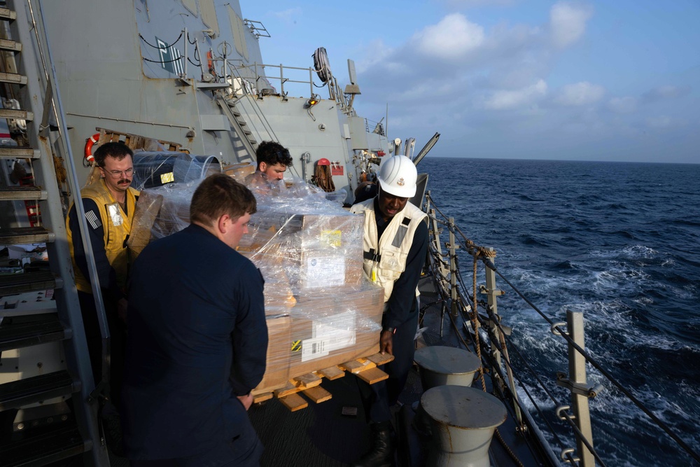 USS Mason Conducts a Replenishment-at-Sea with USNS Kanawha in support of Operation Prosperity Guardian