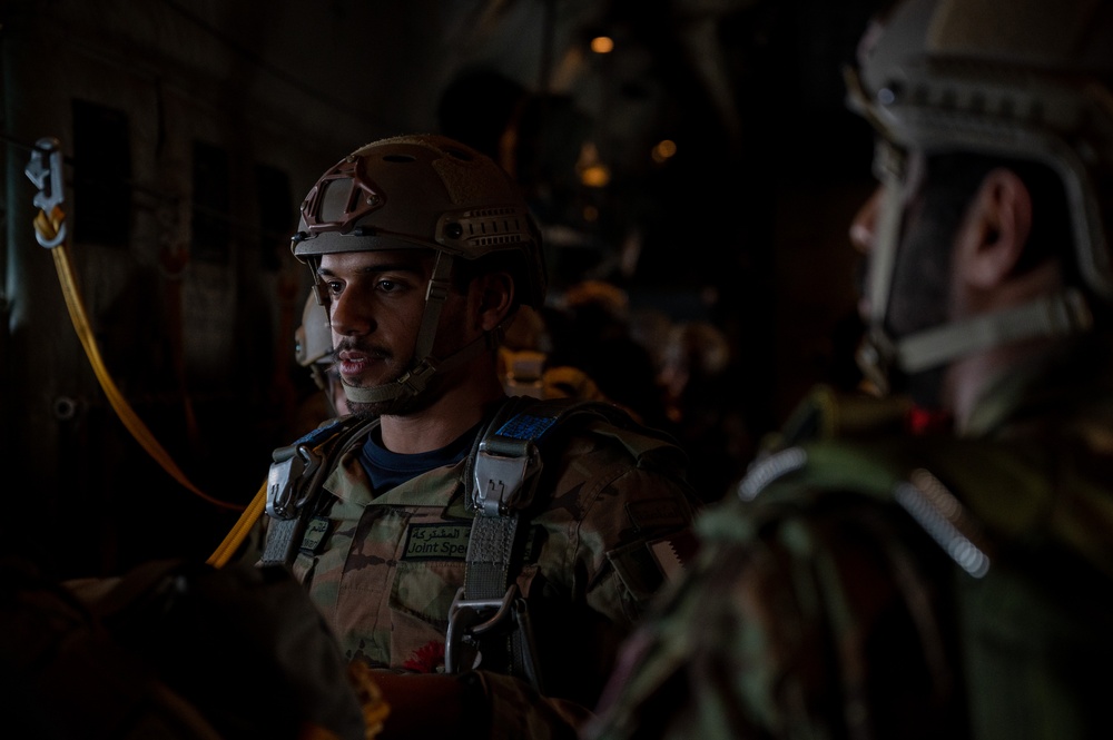 U.S. and Qatari forces conduct an airborne exercise on Christmas day