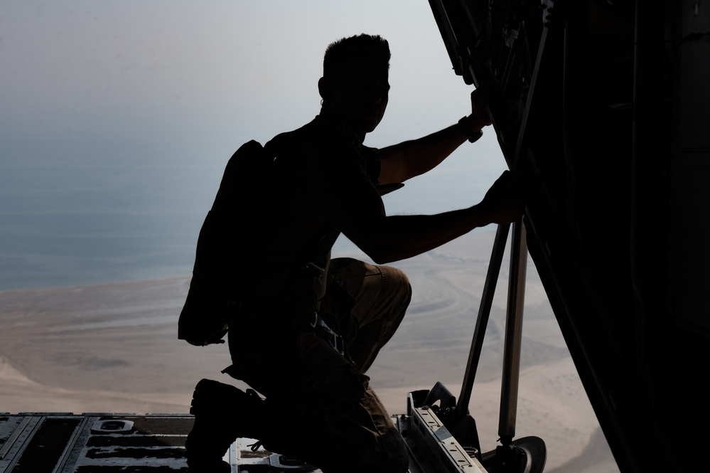 U.S. and Qatari forces conduct an airborne exercise on Christmas day