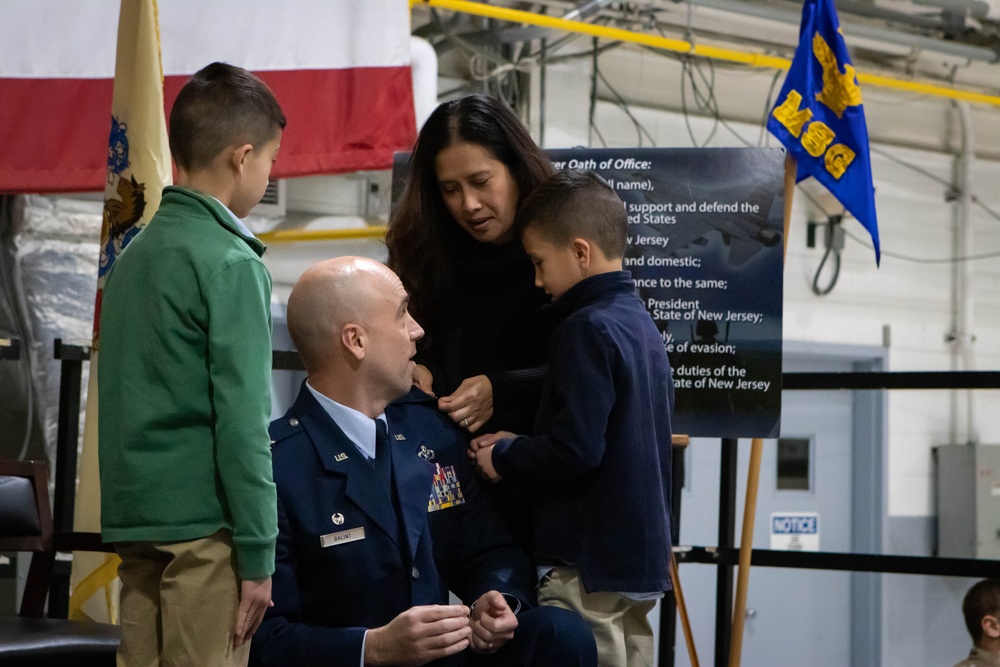 U.S. Air Force Lt. Col. Eric A. Balint, 177th Mission Support Group commander, is promoted to Colonel during ceremony