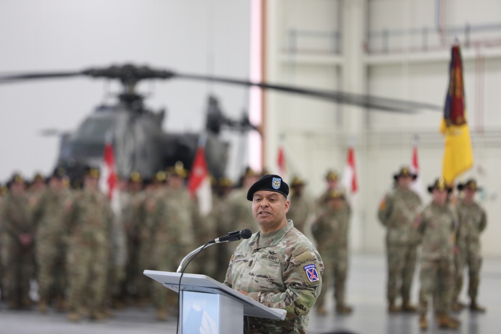 CSM Lopez gives remarks during a Change of Responsibility