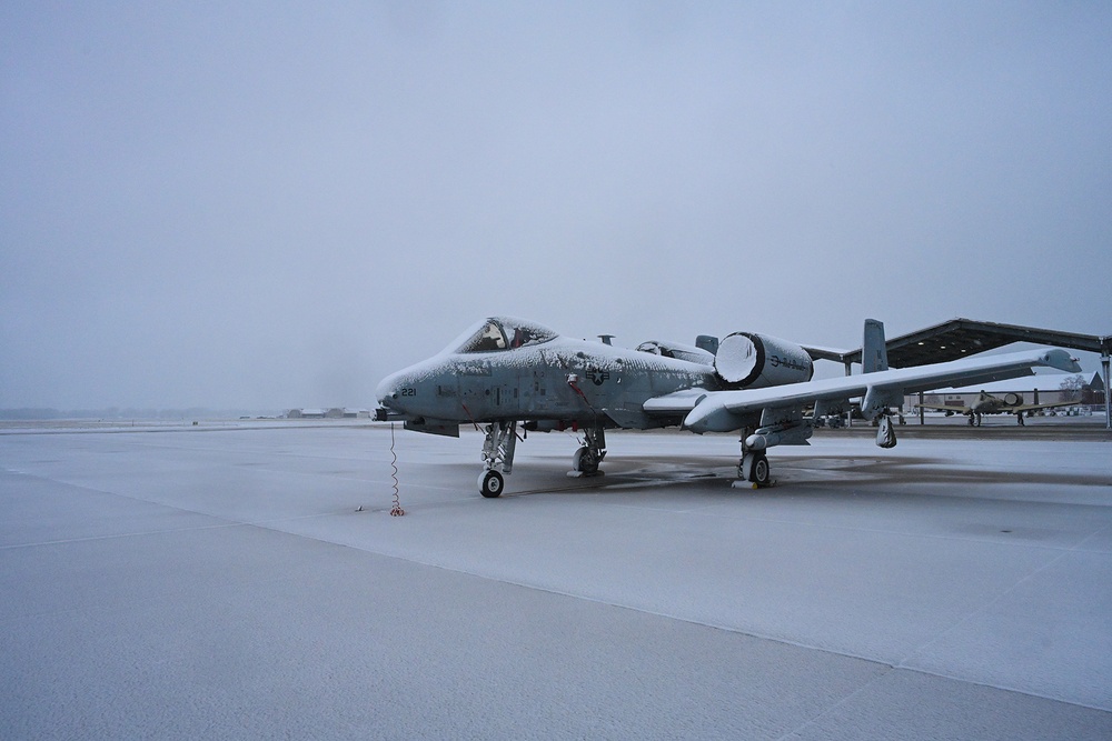 Thunder Snow: A-10C Thunderbolt II During Snow Storm at Selfridge Air National Guard Base