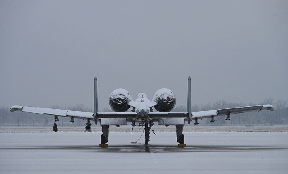 Thunder Snow: A-10C Thunderbolt II During Snow Storm at Selfridge Air National Guard Base