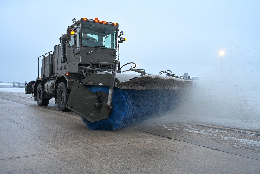 Snow Plows Open Taxiways at Selfridge Air National Guard Base