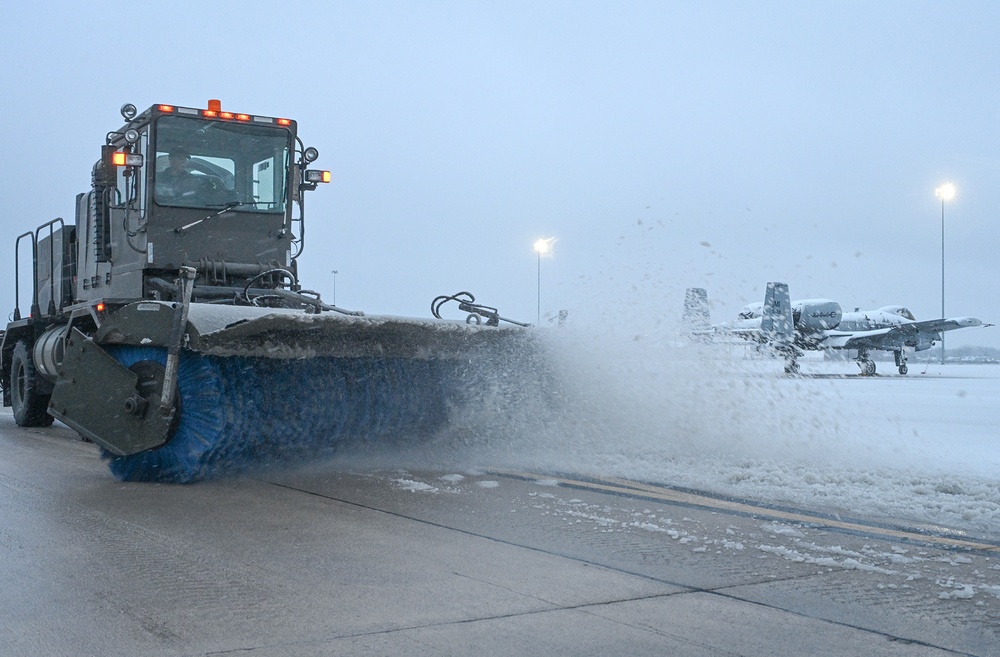 Snow Plows Open Taxiways at Selfridge Air National Guard Base