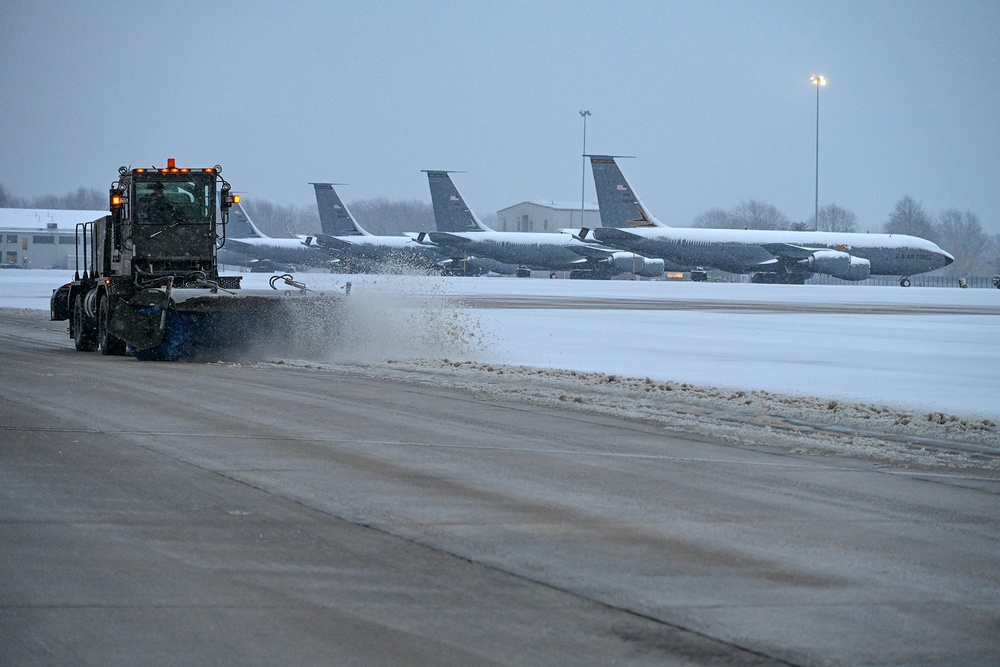 Snow Plows Open Taxiways at Selfridge Air National Guard Base