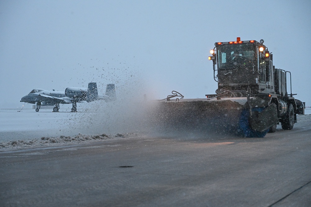 Snow Plows Open Taxiways at Selfridge Air National Guard Base