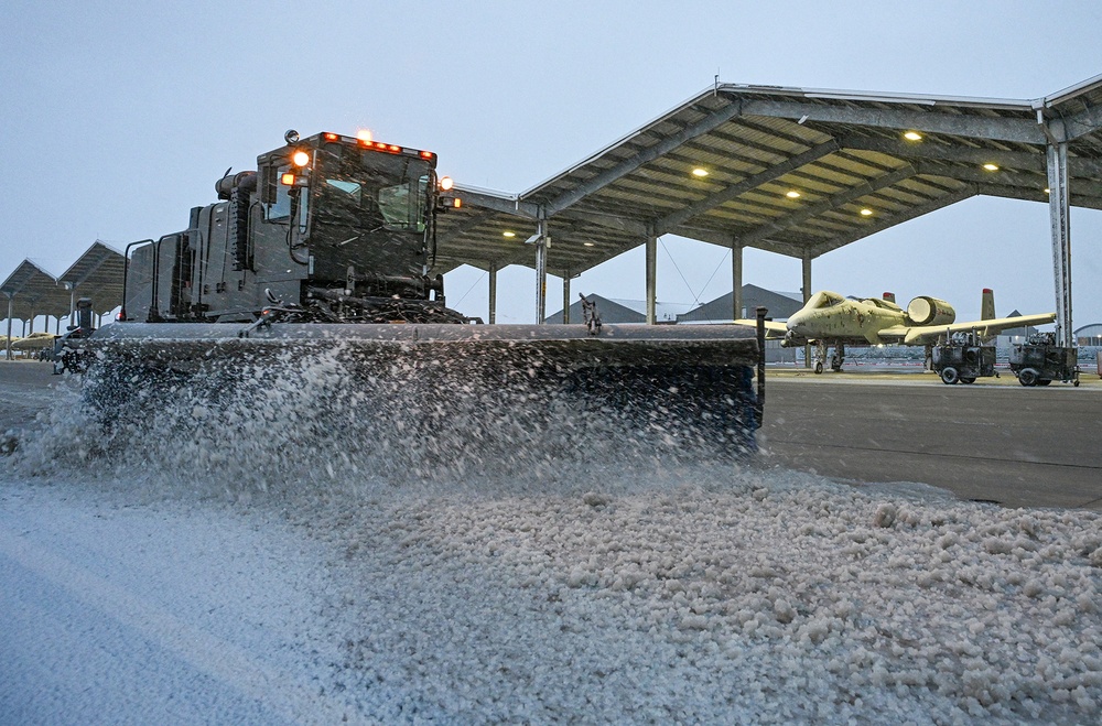 Snow Plows Open Taxiways at Selfridge Air National Guard Base