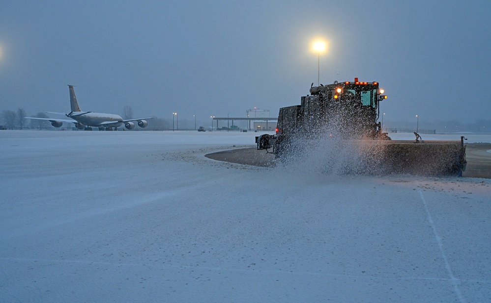 Snow Plows Open Taxiways at Selfridge Air National Guard Base