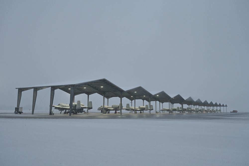 Thunder Snow: A-10C Thunderbolt II During Snow Storm at Selfridge Air National Guard Base