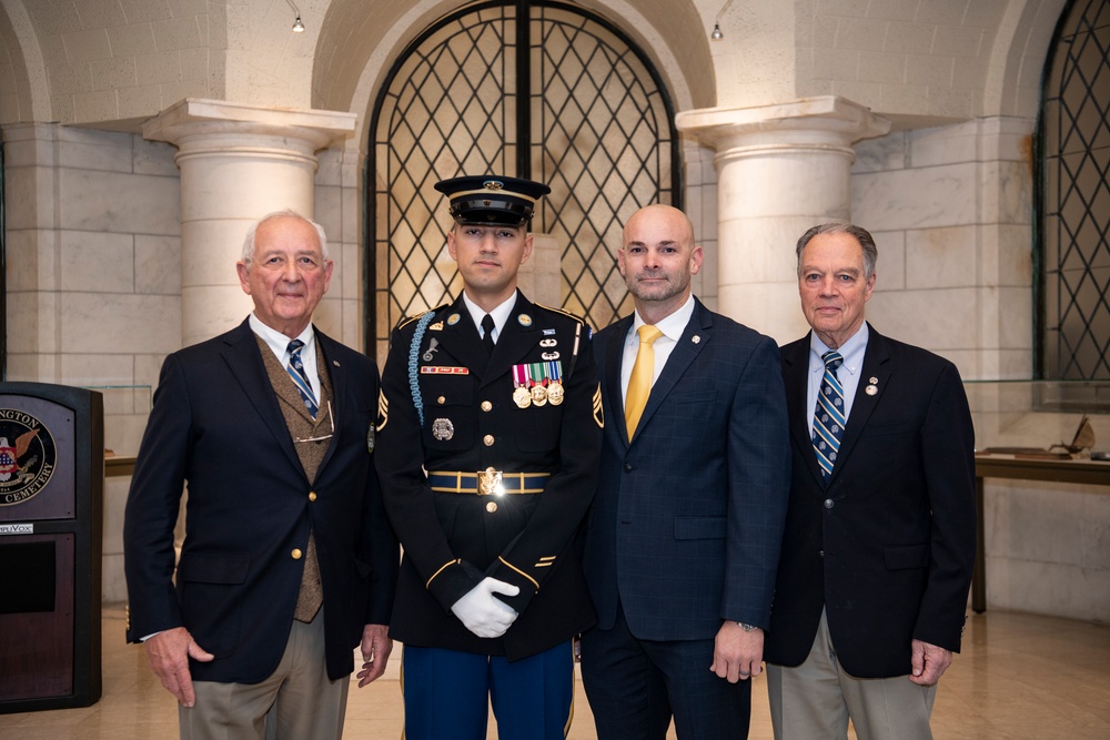 U.S. Army Staff Sgt. Isaiah Jasso-Campagna earns the Guard, Tomb of the Unknown Soldier Identification Badge